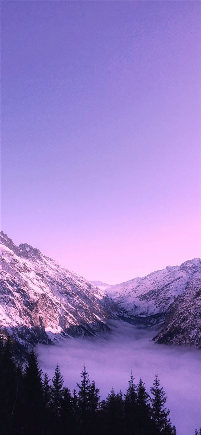 1125x2436 landscape photography of mountains - purple iPhone 11 Wallpaper
