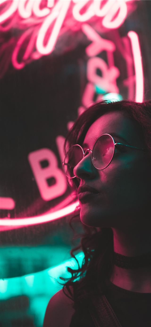 1125x2436 selective focus photo of woman with neon light sig... - cool iPhone 11 Wallpaper