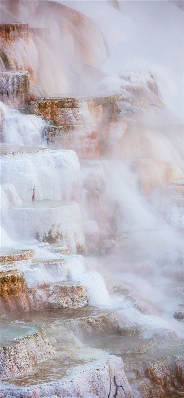 1125x2436 white ice on brown rock - river iPhone 11 Wallpaper