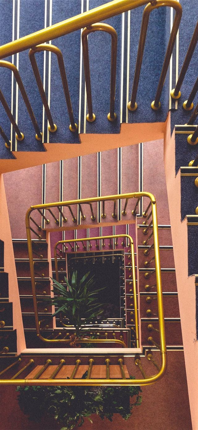 1125x2436 aerial photo of empty spiral stair - vintage iPhone 11 Wallpaper