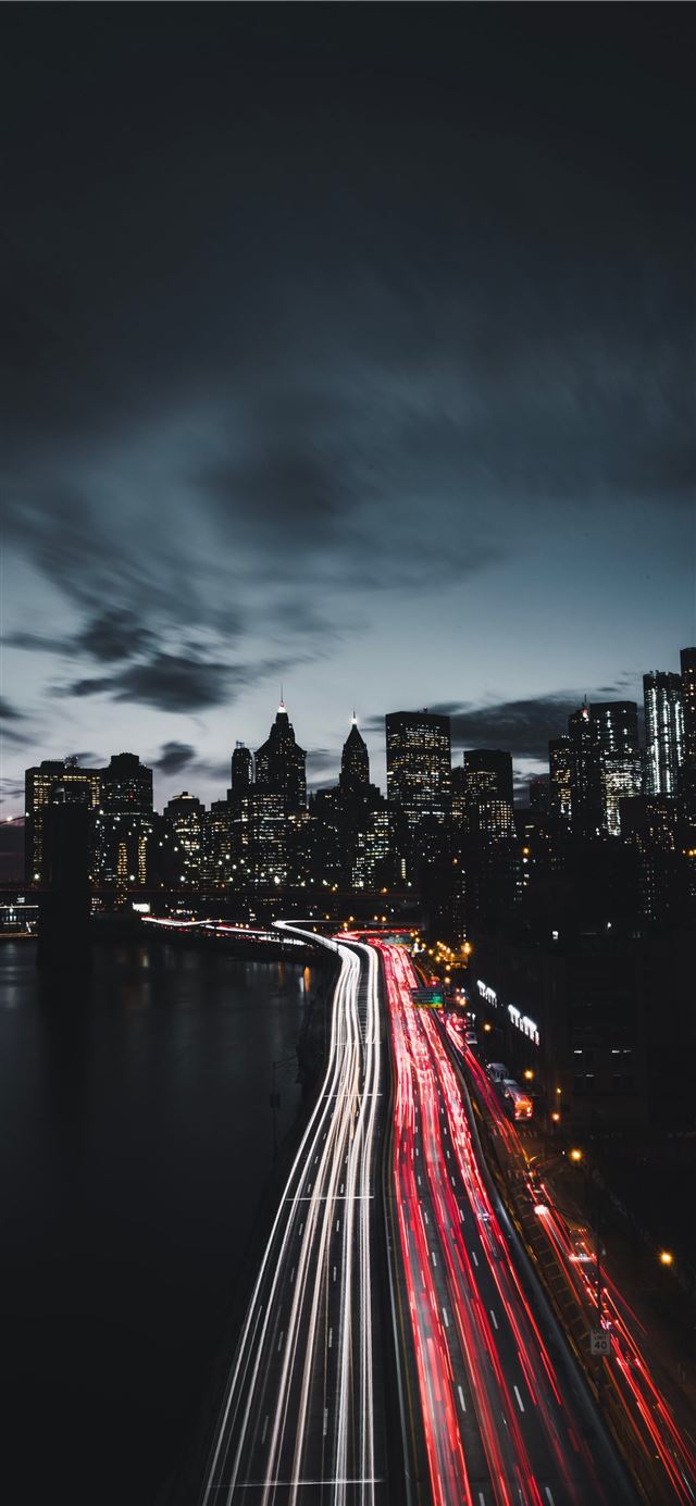 1125x2436 time lapse photography of city - manhattan iPhone 11 Wallpaper