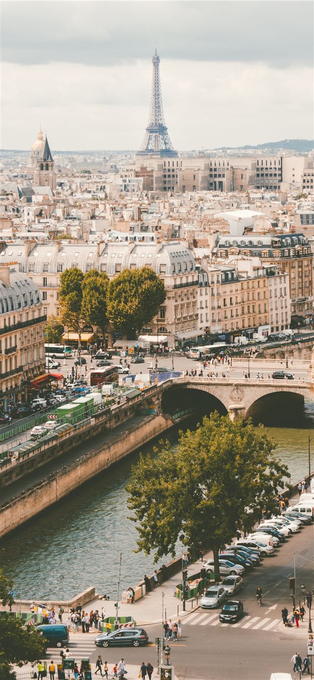 1125x2436 group of people walking near body of water and bui... - paris iPhone 11 Wallpaper
