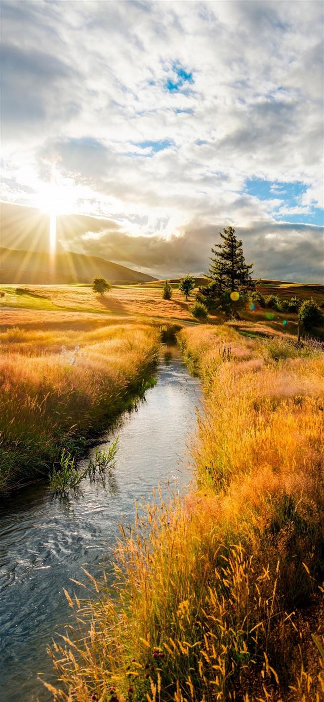 1125x2436 grass hill sunset summer field - field iPhone 11 Wallpaper