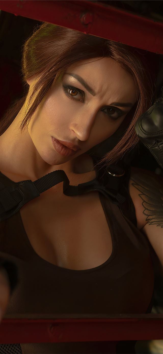 1125x2436 tomb raider cosplay of lara croft 4k -  iPhone 11 Wallpaper