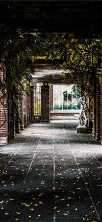 brown brick hallway wallpaper
