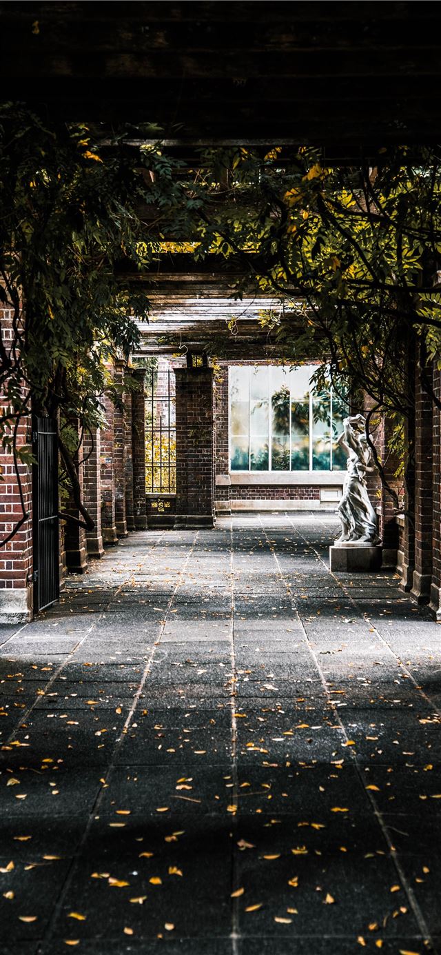 1125x2436 brown brick hallway - yellow iPhone 11 Wallpaper