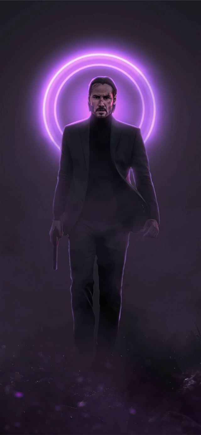 1125x2436 john wick neon with gun 5k -  iPhone 11 Wallpaper