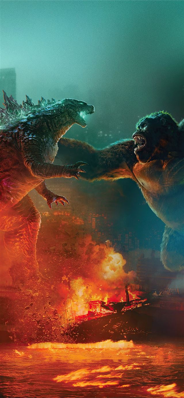 1125x2436 godzilla vs kong fight 5k -  iPhone 11 Wallpaper