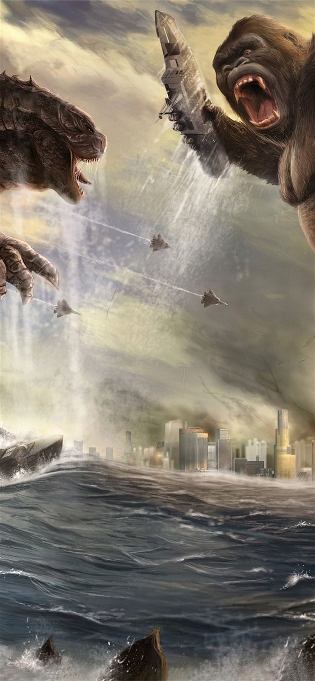 1125x2436 godzilla vs king kong 4k - godzilla vs kong iPhone 11 Wallpaper