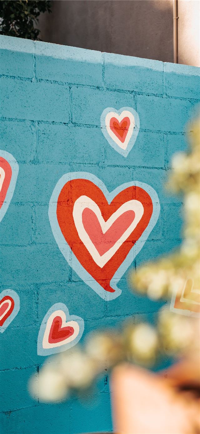 1125x2436 selective photo of red and white hearts graffiti - heart iPhone 11 Wallpaper