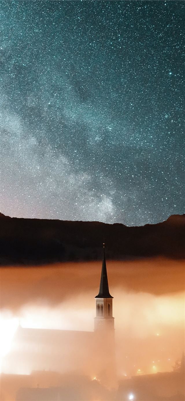 1125x2436 castle surrounded fog - star iPhone 11 Wallpaper