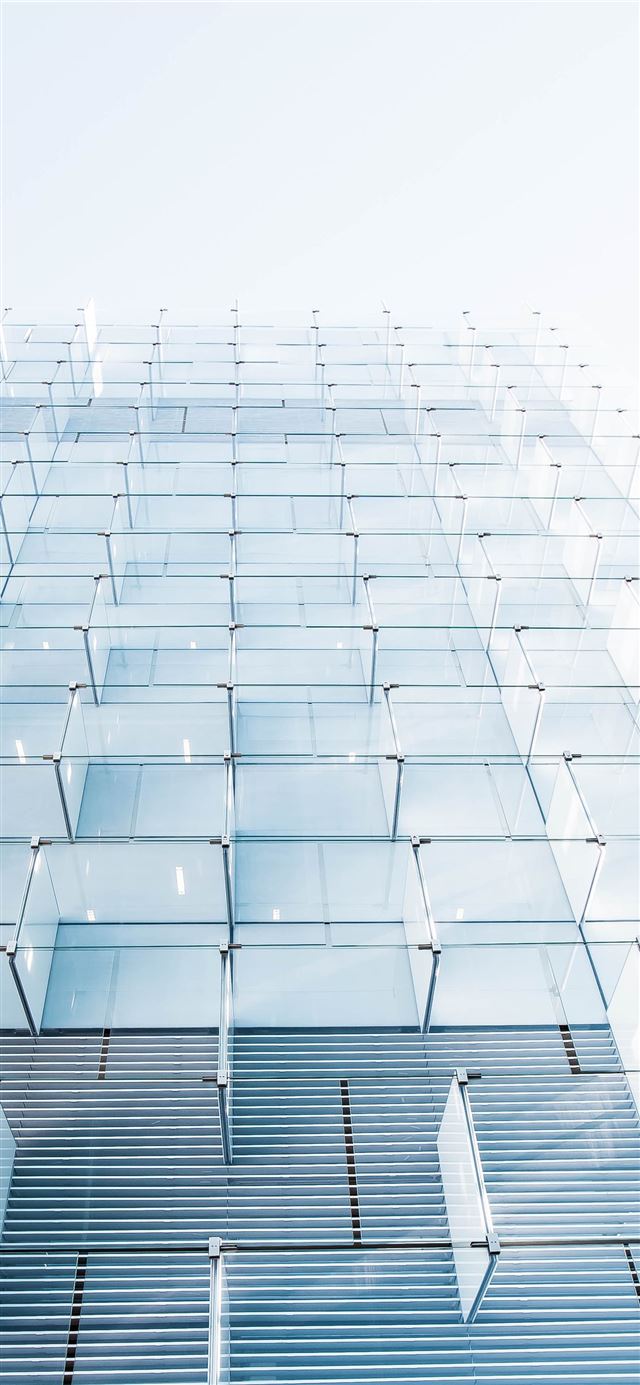 1125x2436 close up photo of clear cubicles against white bac... - glass iPhone 11 Wallpaper