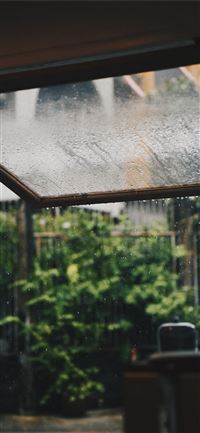 rain drops on window glass iPhone 11 wallpaper