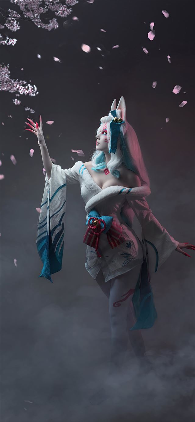 1125x2436 league of legends spirit blossom ahri cospay 5k - 5k iPhone 11 Wallpaper