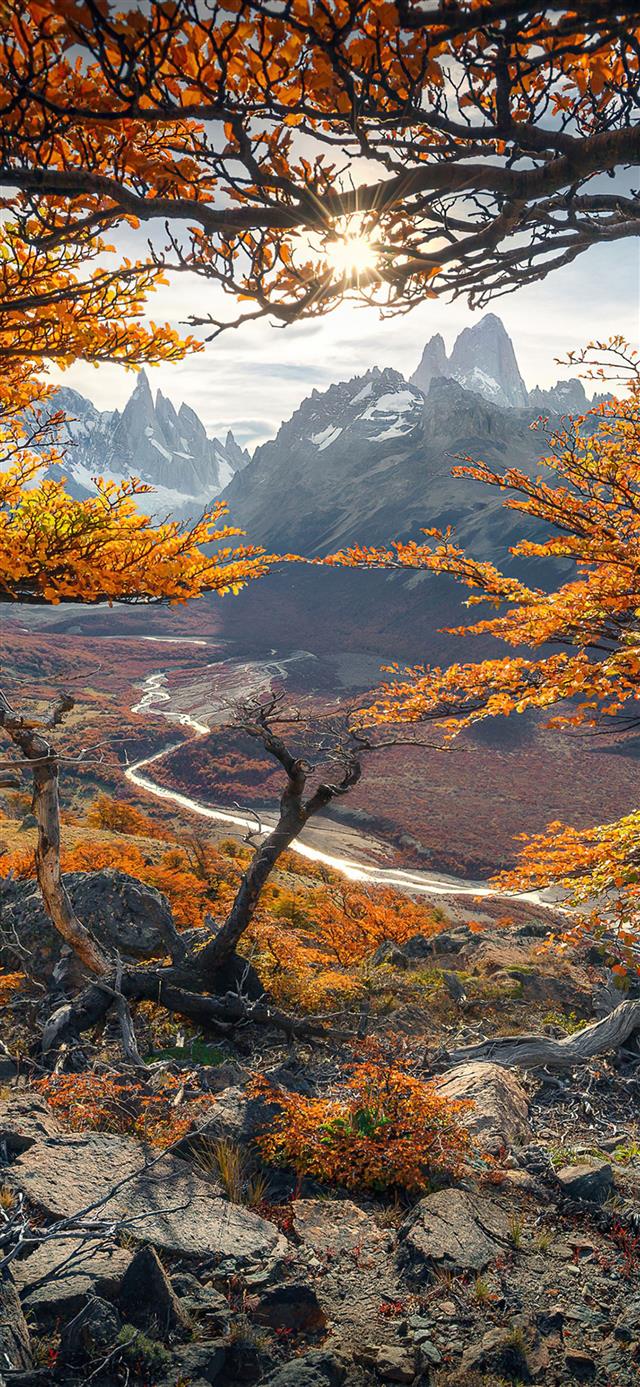 1125x2436 beautiful autumn colours in patagonia 4k -  iPhone 11 Wallpaper