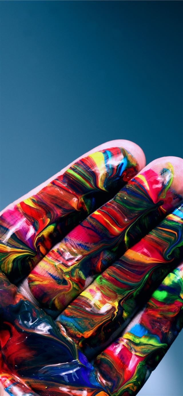 1284x2778 multicolored hand paint -  iPhone 11 Wallpaper