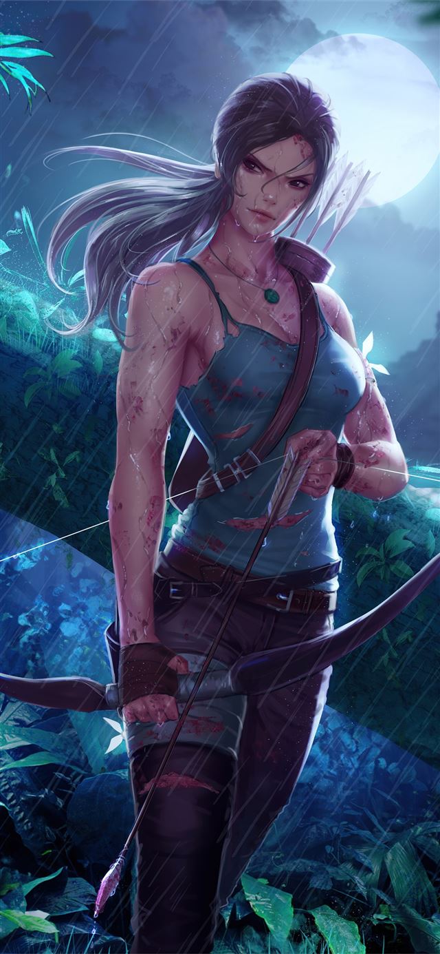 1125x2436 lara croft tomb raider in jungle 5k -  iPhone 11 Wallpaper