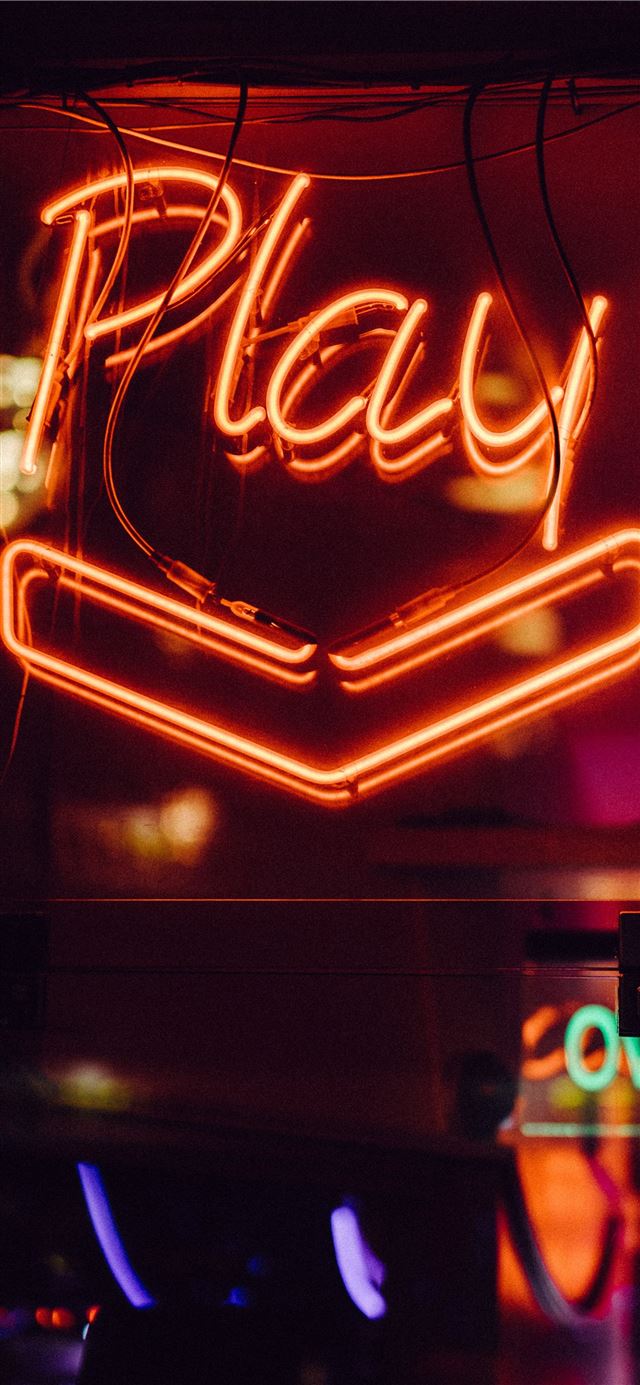 1284x2778 red Play neon light signage -  iPhone 11 Wallpaper