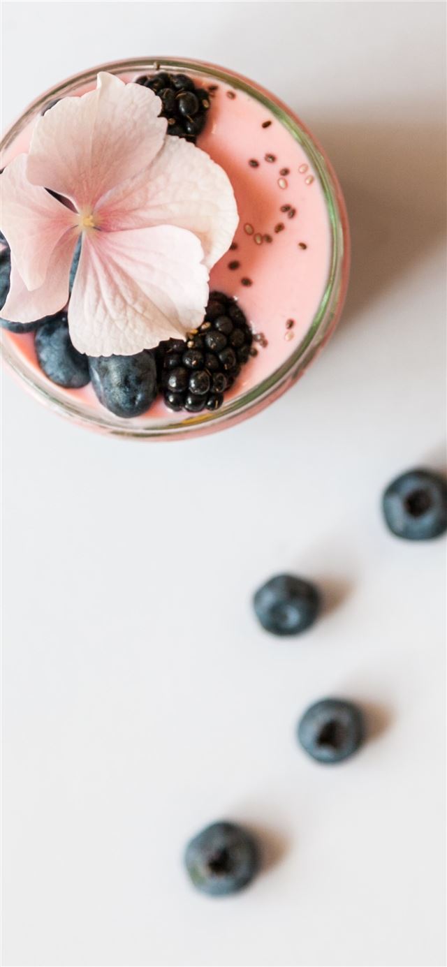 1284x2778 pink beverage on glass with blackberries and pink ... -  iPhone 11 Wallpaper