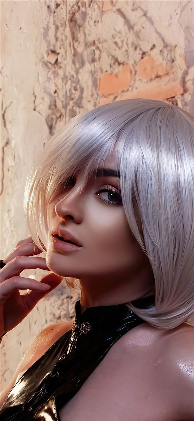 1125x2436 2b nier automata cosplay girl 4k -  iPhone 11 Wallpaper