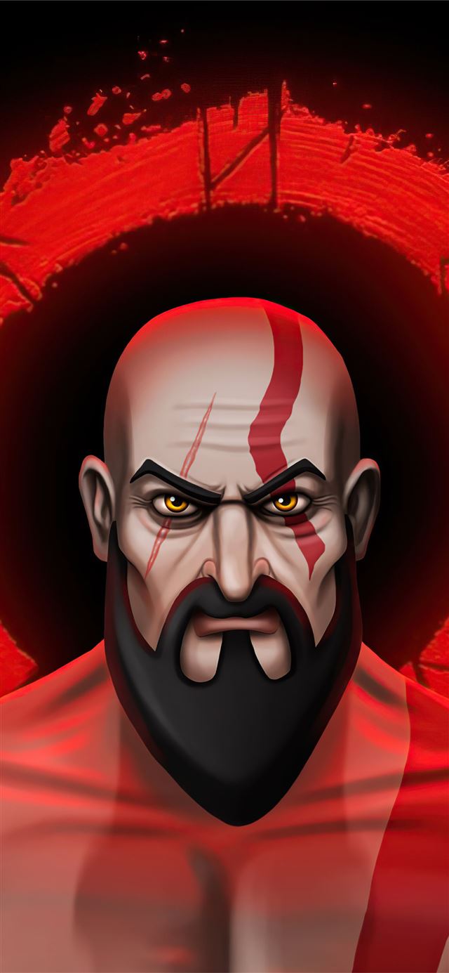 1125x2436 kratos cartoon illustration 5k -  iPhone 11 Wallpaper