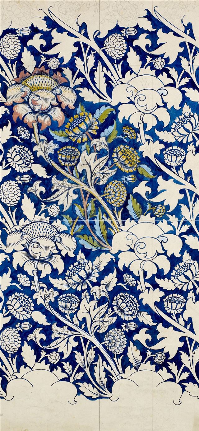 1125x2436 blue and white floral logo -  iPhone 11 Wallpaper