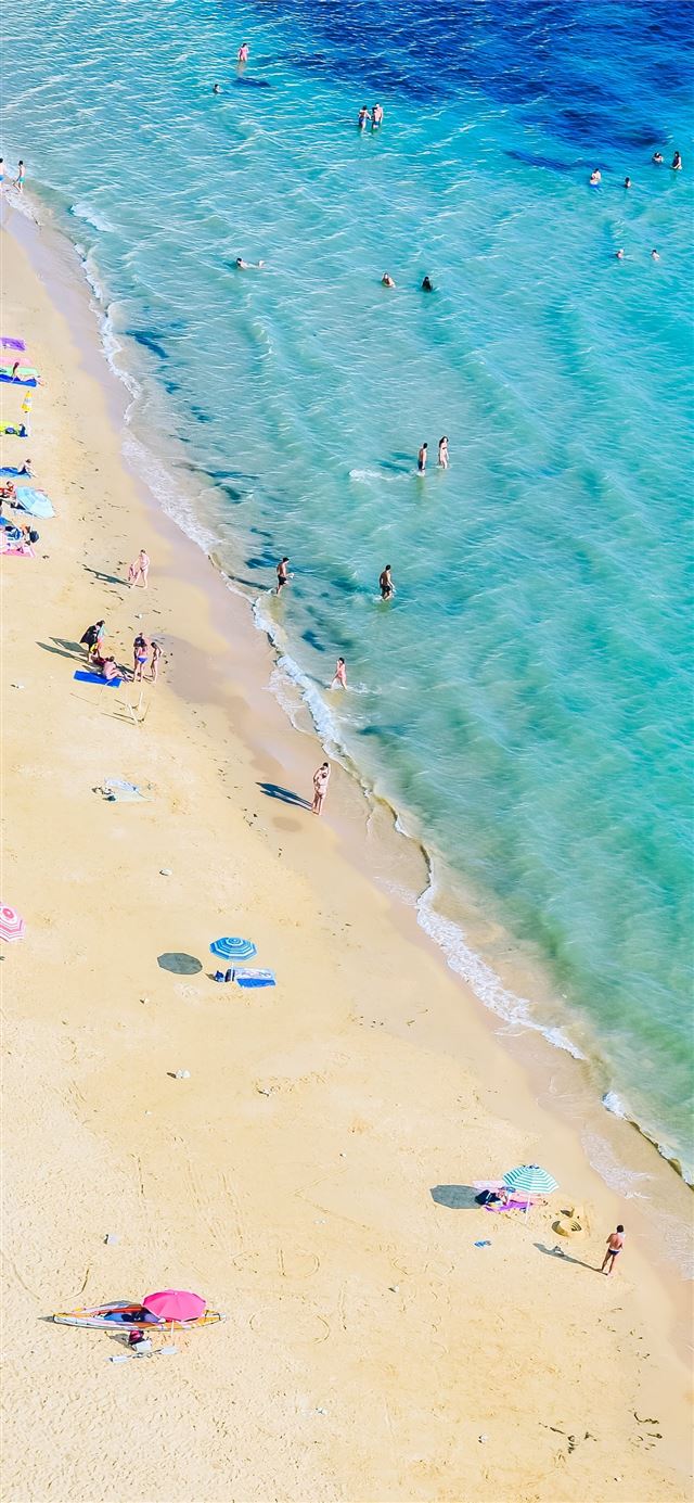 1125x2436 aerial photography of people on beach -  iPhone 11 Wallpaper