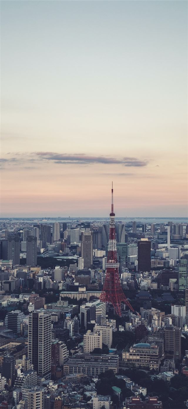 1125x2436 red tower with buildings -  iPhone 11 Wallpaper