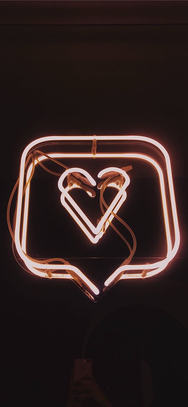 1284x2778 lighted square heart neon signage -  iPhone 11 Wallpaper