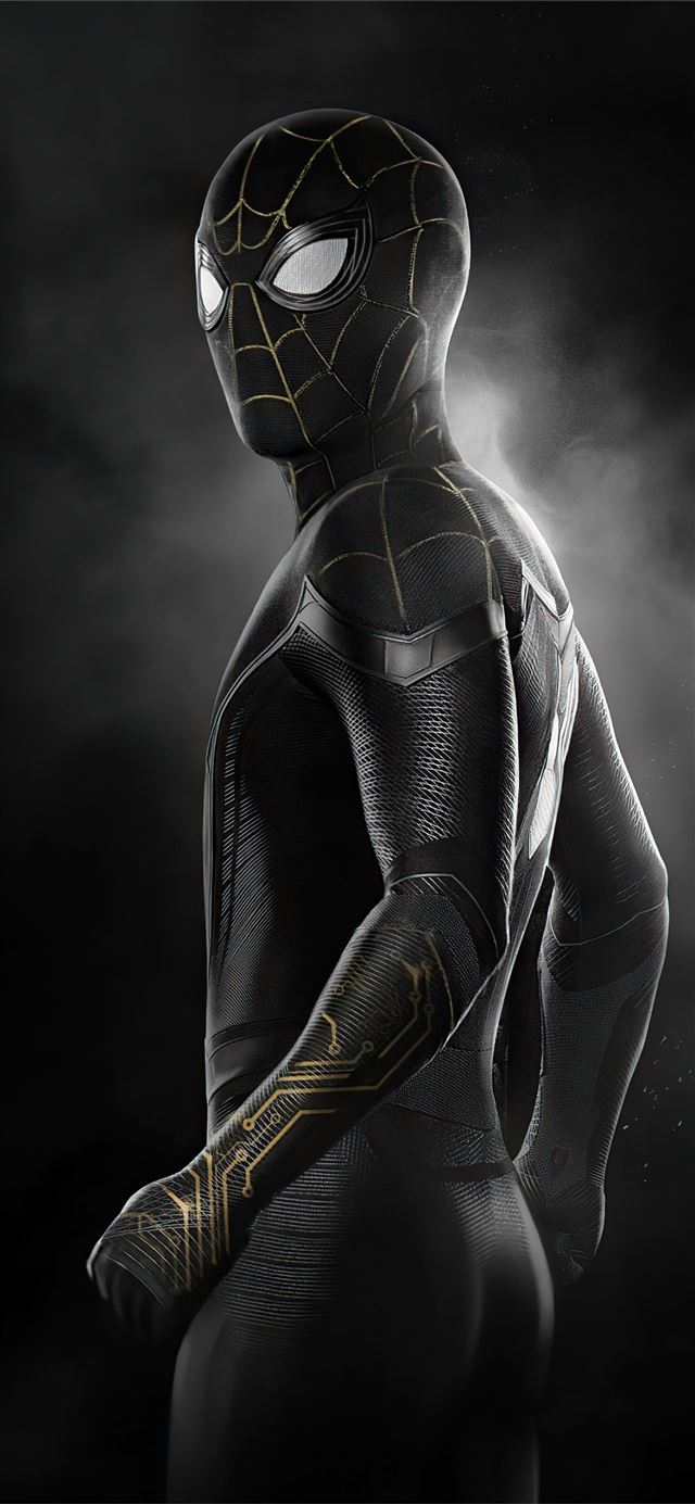 1284x2778 spider man no way home black gold suit 4k -  iPhone 11 Wallpaper