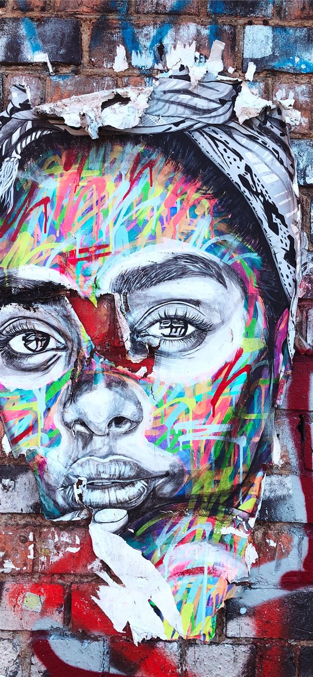 1284x2778 graffiti of woman's face on wall -  iPhone 11 Wallpaper