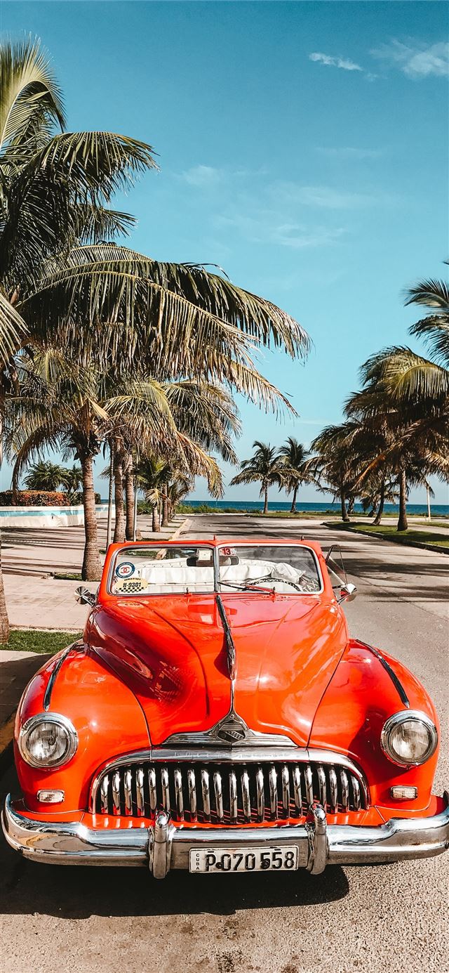 1284x2778 orange car on asphalt road -  iPhone 11 Wallpaper