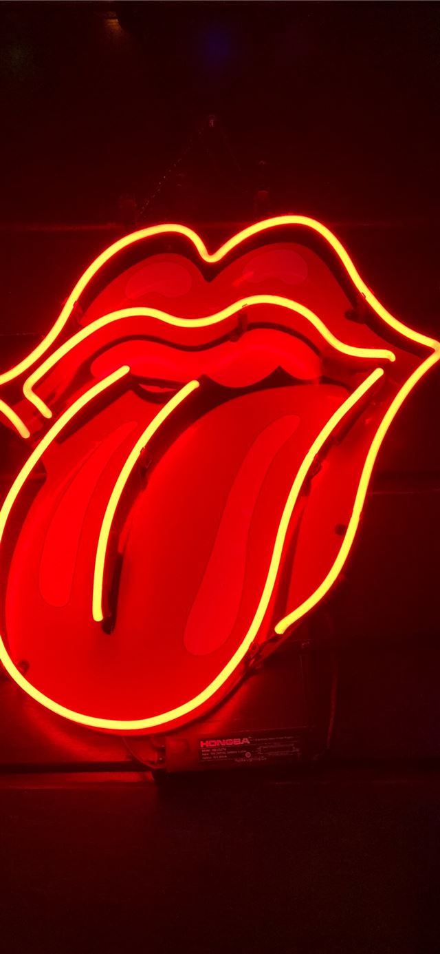 1284x2778 red tongue out neon light signage turned on -  iPhone 11 Wallpaper