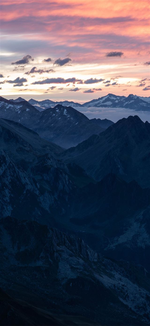 1284x2778 mountain ranges horizon fog 5k -  iPhone 11 Wallpaper