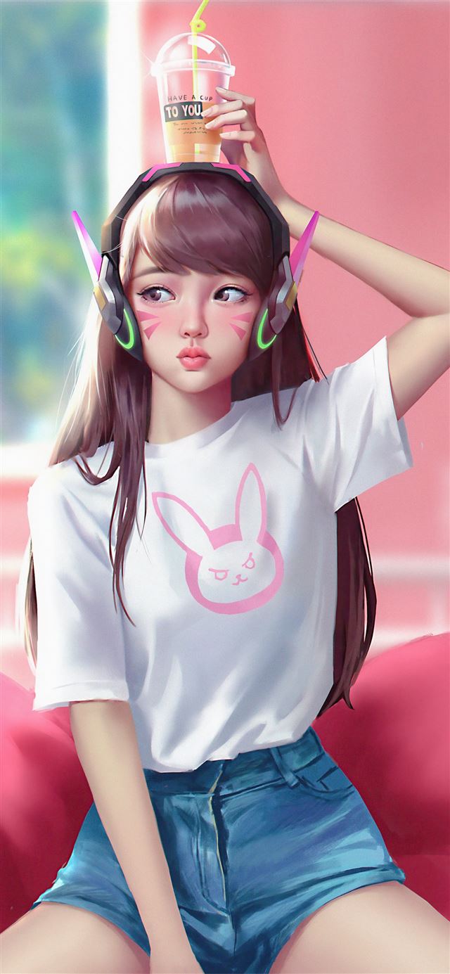 1284x2778 summertime over dva overwatch 4k -  iPhone 11 Wallpaper