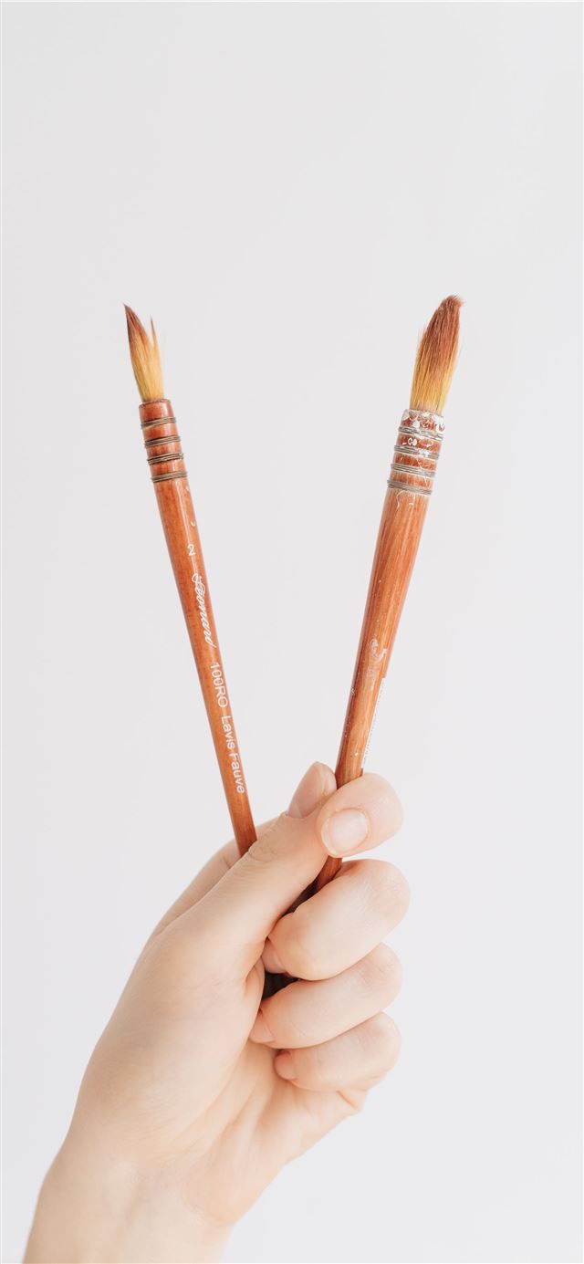 1284x2778 person holding two brown brushes -  iPhone 11 Wallpaper