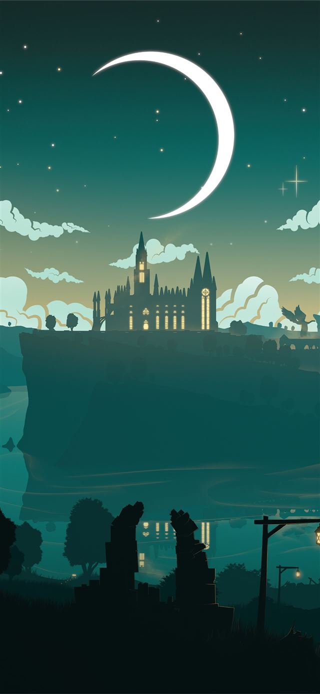 1125x2436 moon over monstadt genshin impact 5k -  iPhone 11 Wallpaper