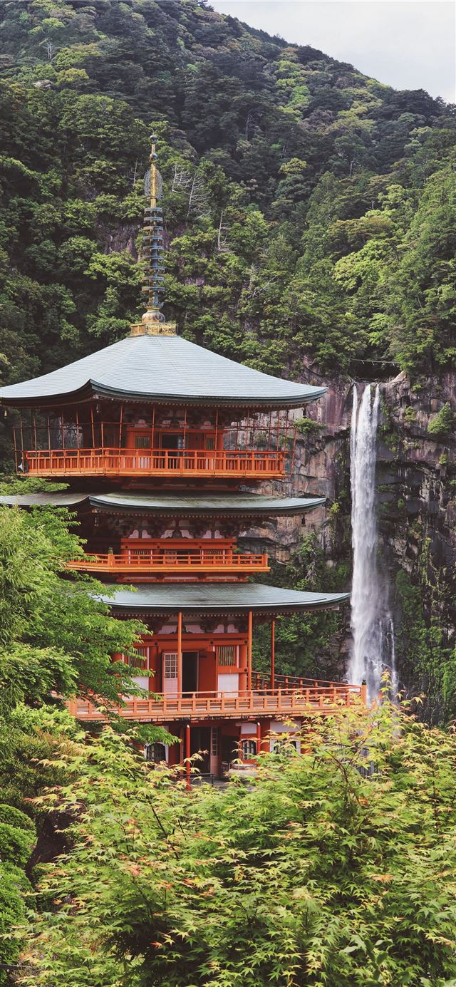1284x2778 orange and gray pagoda -  iPhone 11 Wallpaper