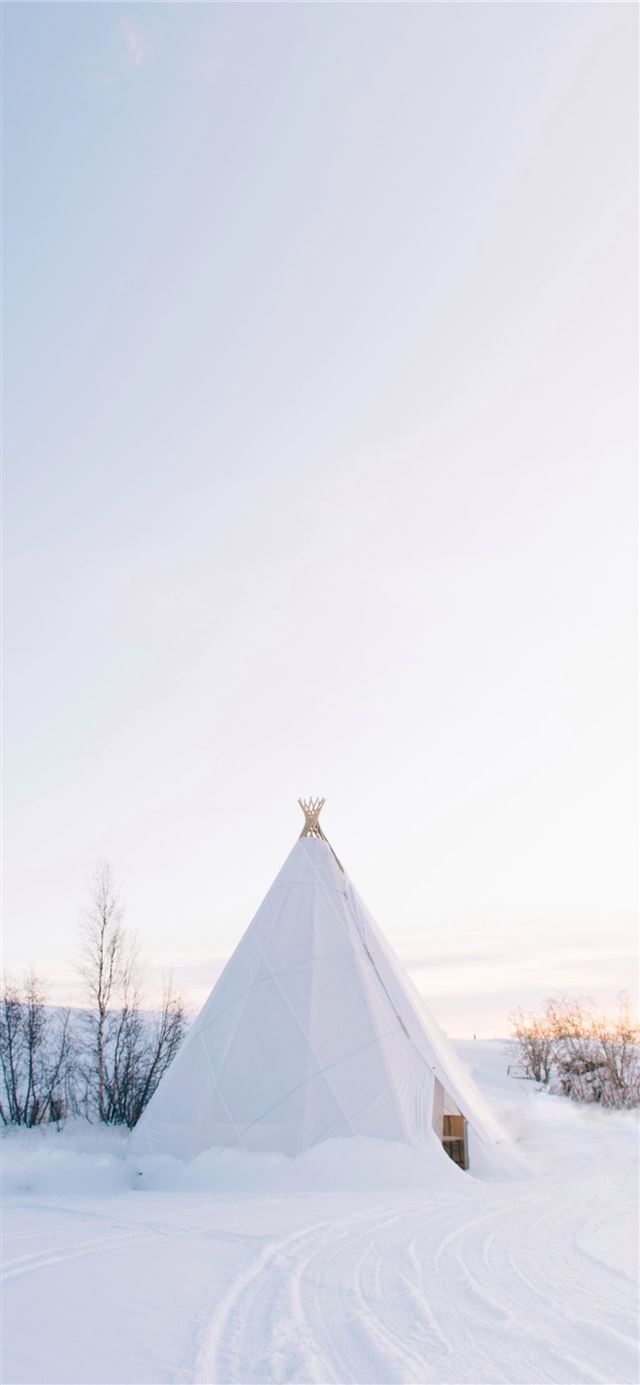 1284x2778 white tipi tent covered with snow -  iPhone 11 Wallpaper