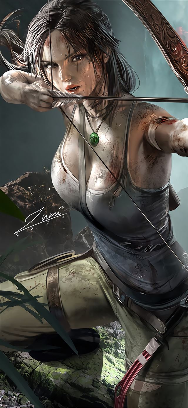 1284x2778 lara croft tomb raider girl 4k -  iPhone 11 Wallpaper