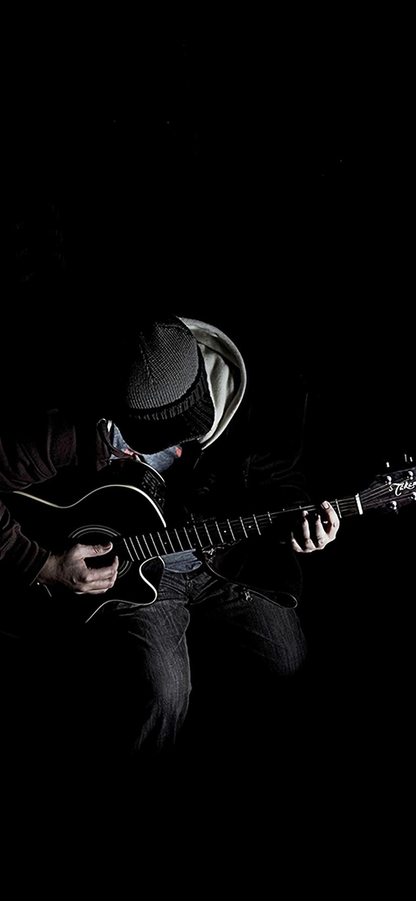 Out Of Dark Guitar Player Music iPhone Wallpapers Free Download