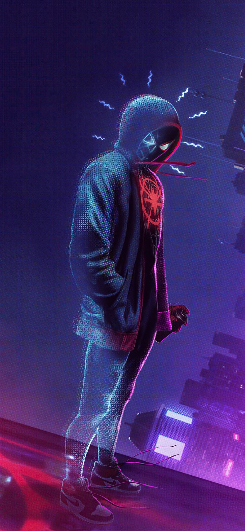 spider man miles morales noise iPhone X Wallpapers Free Download