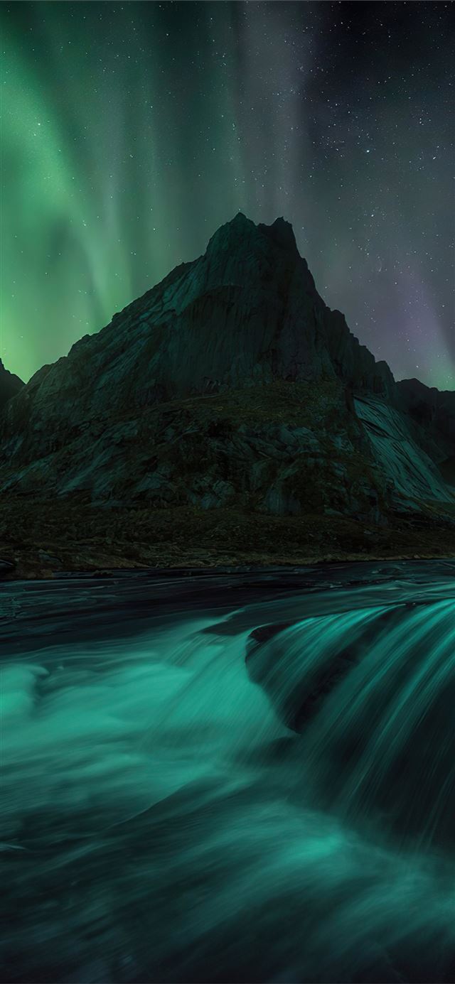 1125x2436 lofoten islands northern lights 4k -  iPhone 11 Wallpaper