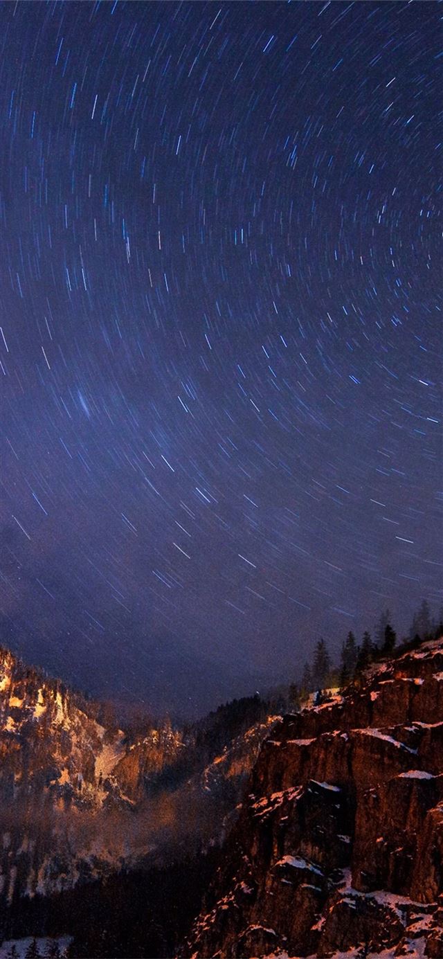1125x2436 skyscape mountains long exposure - long exposure iPhone 11 Wallpaper
