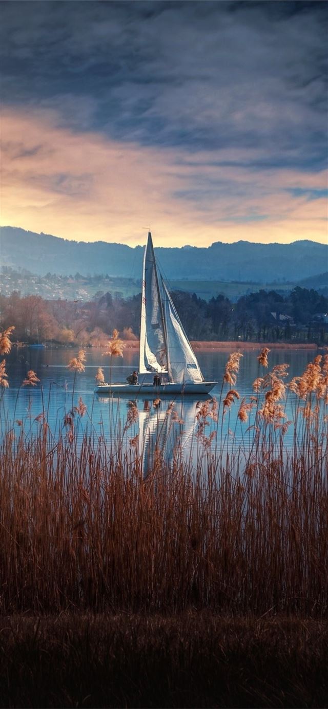 1125x2436 boat nature lake -  iPhone 11 Wallpaper