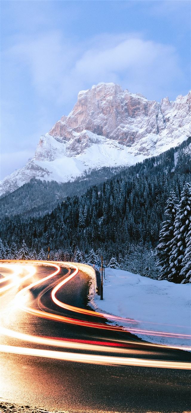 1125x2436 long exposure road timelapse winter 5k - long exposure iPhone 11 Wallpaper