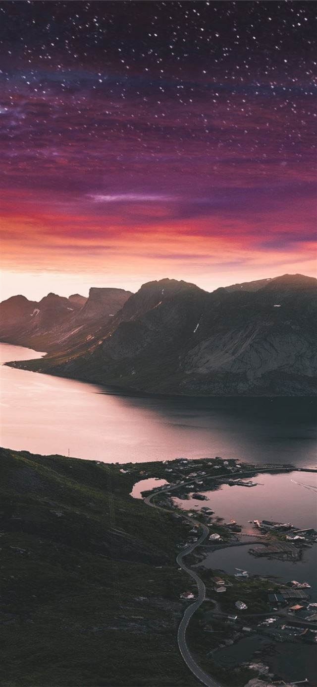 1125x2436 beautiful landscape view of mountains - lake iPhone 11 Wallpaper