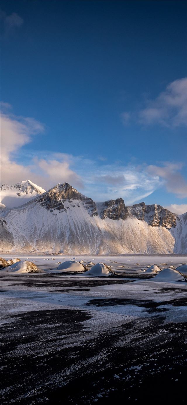 1125x2436 hofn vestrahorn clouds iceland mountains 4k - 5k iPhone 11 Wallpaper