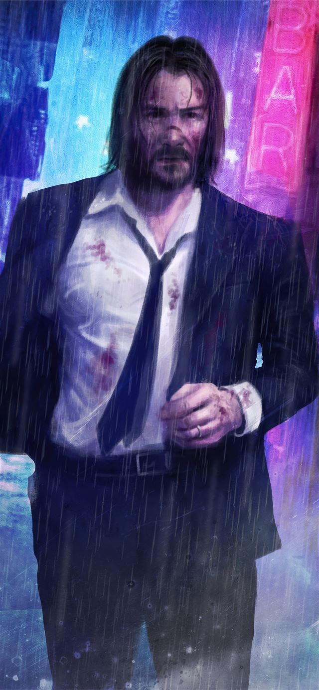 1125x2436 john wick rain - artwork iPhone 11 Wallpaper