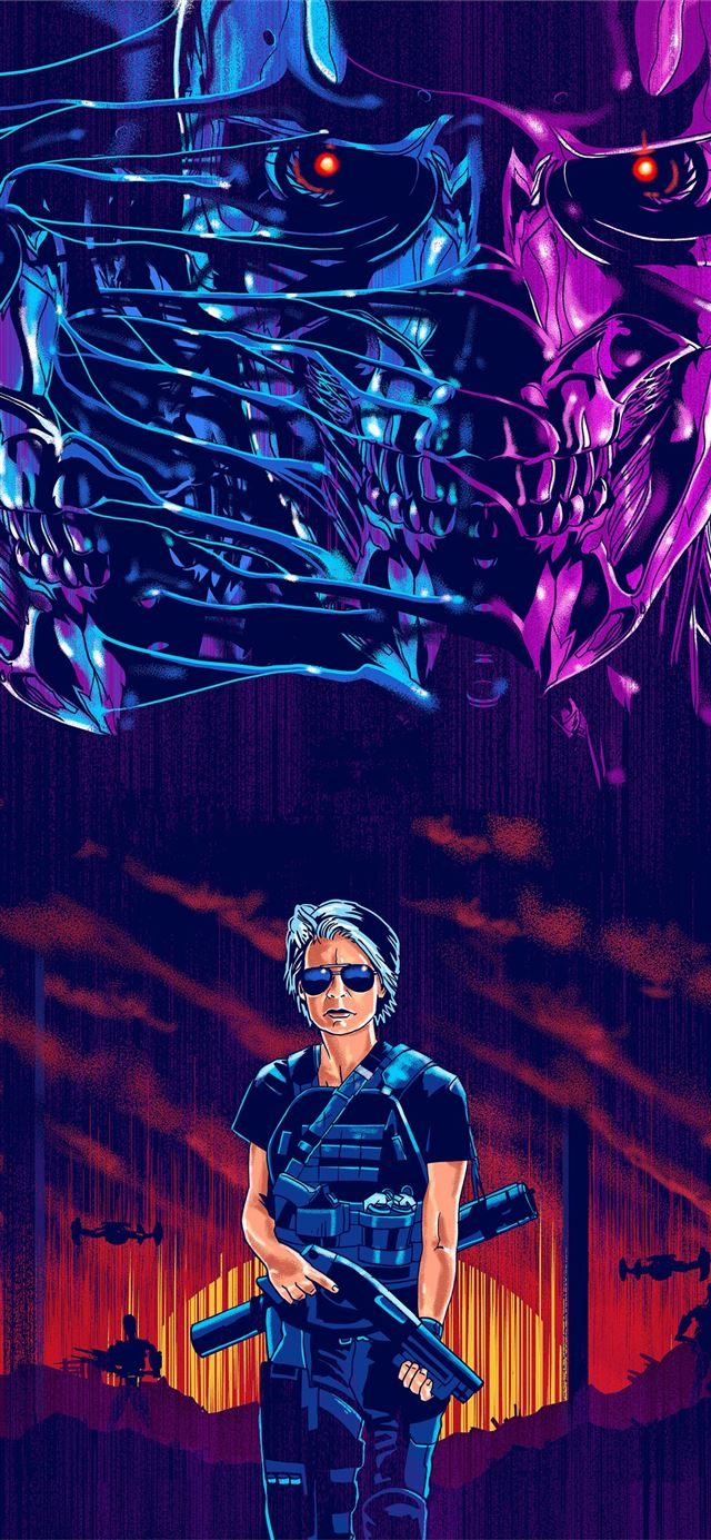 1125x2436 linda hamilton in terminator dark fate art -  iPhone 11 Wallpaper
